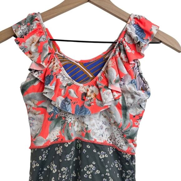 Maaji Reversible One piece Floral Pattern in Gray, Orange, Purple Size 14 - Picture 6 of 7